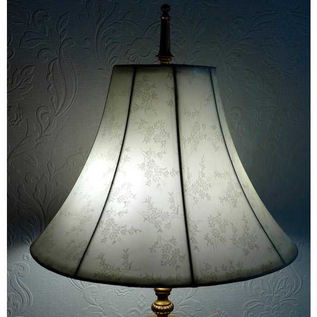 Antique Brass and Onyx Table Lamp with Fabric Shade from Unbekannt, 1930s For Sale - Image 11 of 13