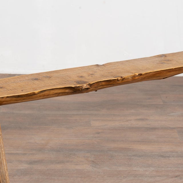 20th-Century Hungarian Pine Rustic Peg Leg Bench For Sale - Image 9 of 11