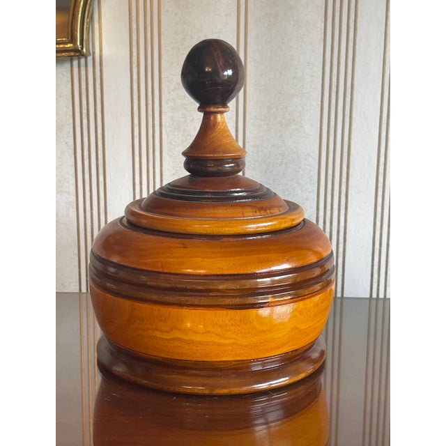 Biedermeier Antique Wood Lidded Tobacco Jar From 1840 For Sale - Image 3 of 11