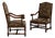Pair of 19th Century French Dark Brown Louis XIII Upholstered Throne Armchairs For Sale