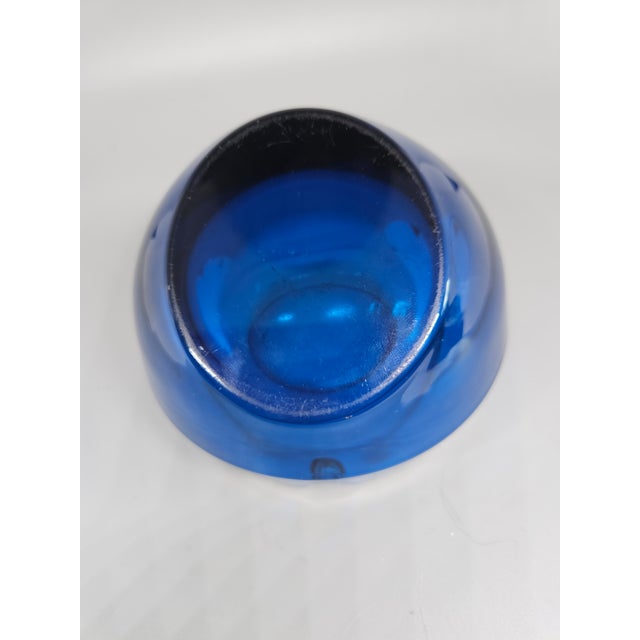 1970s Vintage Mid Century Modern Viking Cobalt Blue Glass Orb Ashtray For Sale - Image 5 of 5