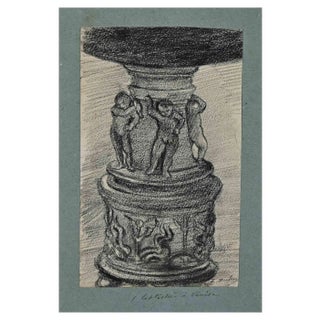 Edouard Dufeu, The Vase, Original Drawing in Pencil, 1890s For Sale