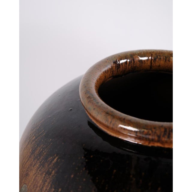 Brown Ceramic Floor Vase with Brown Glaze For Sale - Image 8 of 10
