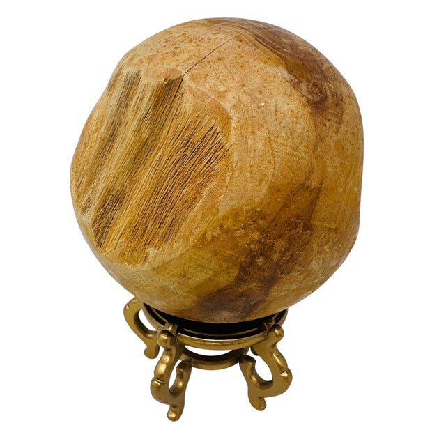 Vintage Early 2000s Solid Teak Root Hand-Carved Decorative 7.5" Sphere For Sale In Tampa - Image 6 of 9