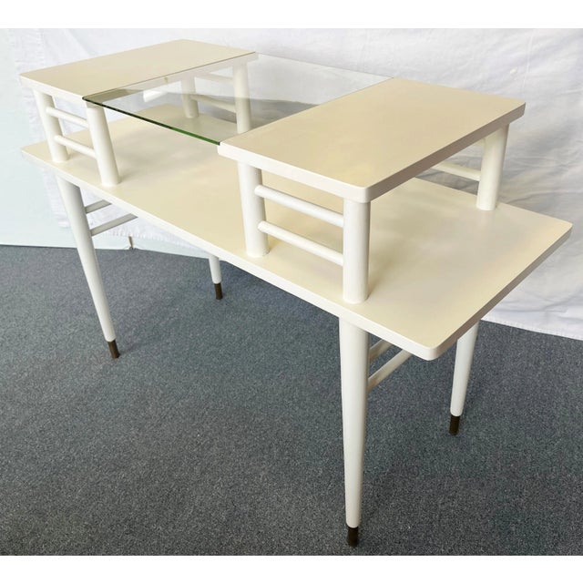 Mid-Century Modern Mid-Century Modern Raised Shelf Vanity/ Desk With Brass Feet For Sale - Image 3 of 12