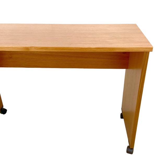 Vintage Mid-Century Modern Teak Rolling Desk or Console Table For Sale - Image 4 of 18