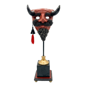 Rare Vintage Decorative Hand Carved & Painted Sculptural Display Mask Representing a Devil
