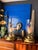 Pair of brass and glass large scale hurricanes by Chapman. Only glass is 7” diameter and 18” tall Requires 3" diameter...