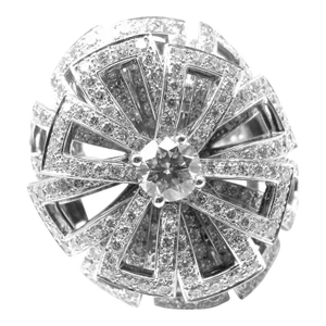 Chanel Flower 18k White Gold Diamond Large Ring, size 6