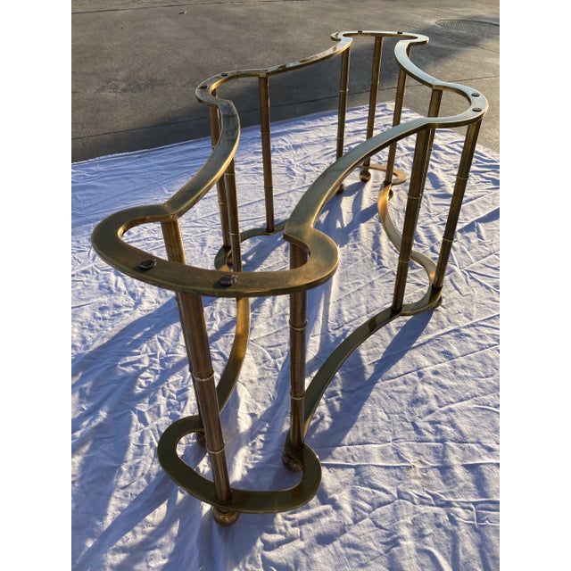 Brass Mastercraft Brass "Race Track" Coffee Table in Faux Bamboo For Sale - Image 8 of 13