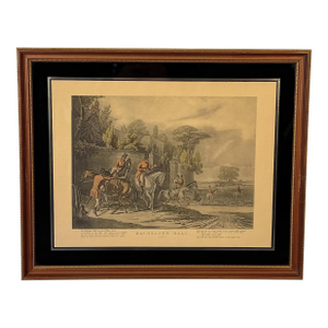 Antique English Fox Hunt Bachelor’s Hall Plate 1 Framed Art Lithograph