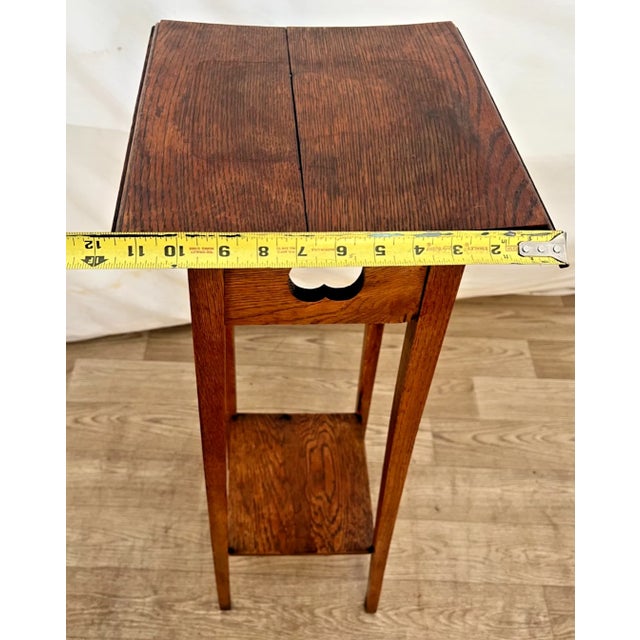 Early 20th Century Oak Plant Stand Two Tier Table, Arts & Crafts Mission Style For Sale - Image 9 of 11