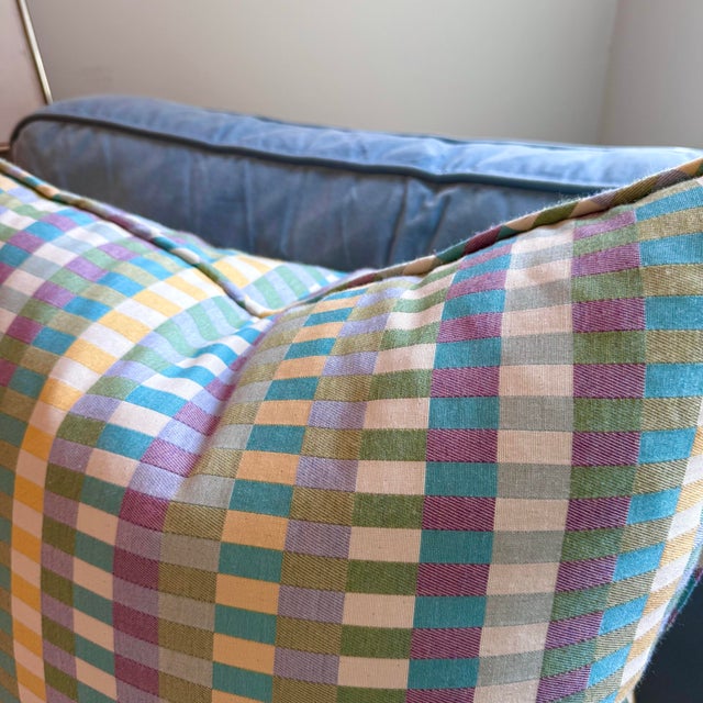 Multi-Color Gingham Check Throw Pillows: A Pair For Sale - Image 4 of 5