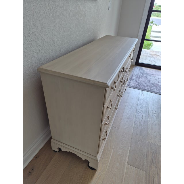 1990s Durham Furniture Co. Custom Finished Solid Cherry Triple Dresser in Weathered Tan With Aged Brass Hardware For Sale In San Antonio - Image 6 of 17