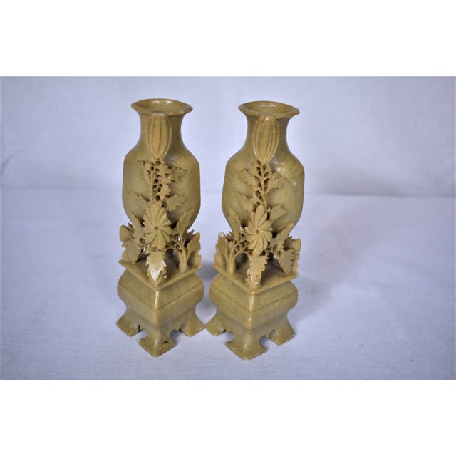 1970s Vintage Carved Soapstone Vases A Pair Chairish