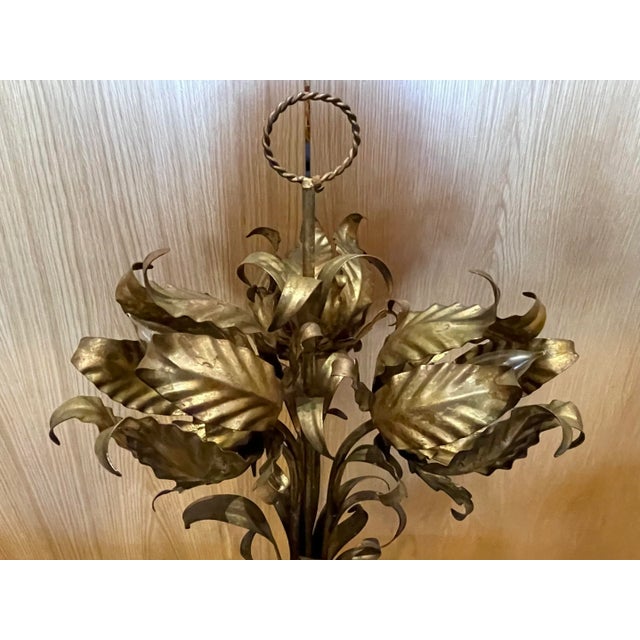 Mid-Century Modern 1960s Italian Decorative Floral Floor Lamp With Side Tables For Sale - Image 3 of 13