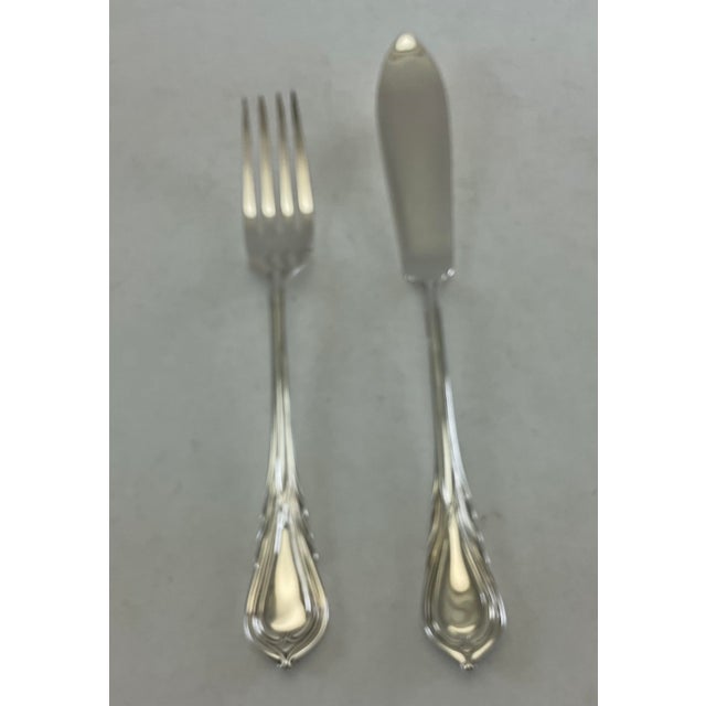 1980s Silver Fish Set for 12 Pair Fish Eaters & Fish Servers, Lily - 26 pcs For Sale - Image 12 of 18