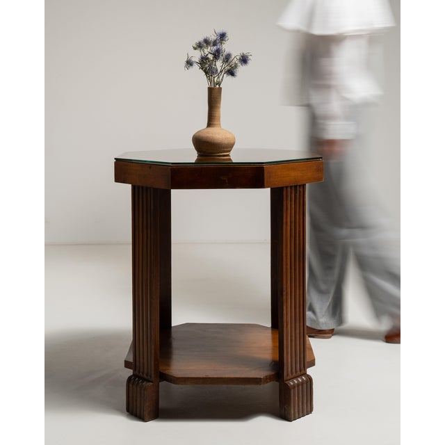1920s France Art Deco Amber Glass Side Table For Sale - Image 13 of 15