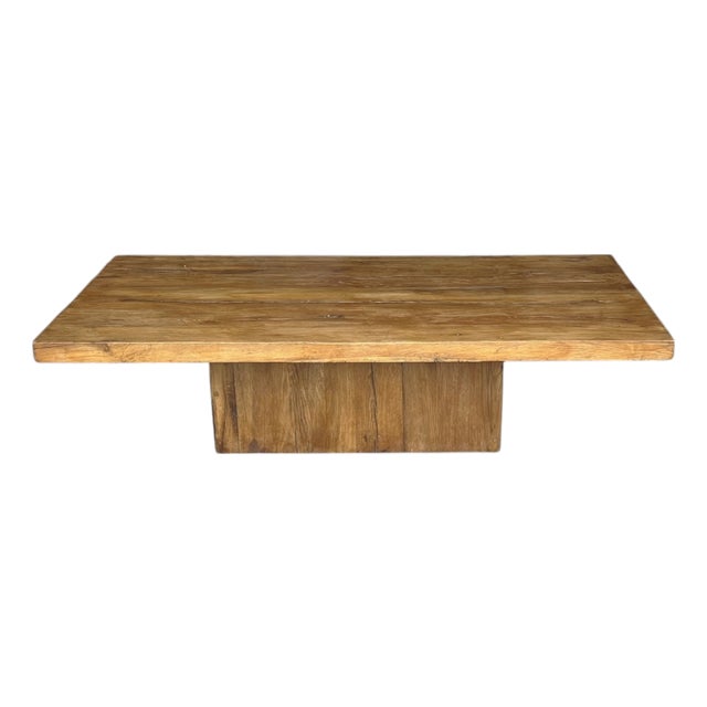 1960s Organic Modern Solid Teak Coffee Table With Sculptural Pedestal Base For Sale