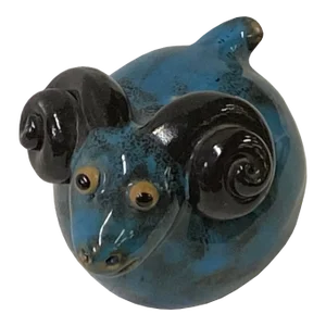Handmade Navy Blue Ram Small Ceramic Animal Figure Display Art