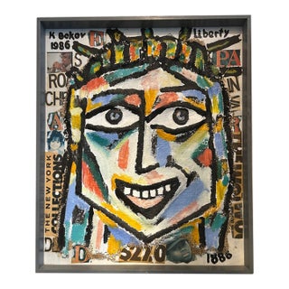 Original Mixed Media of the Statue of Liberty by Konstantin Bokov For Sale