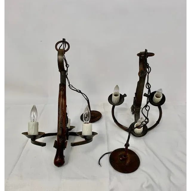 Farmhouse Horse Shoe / Pistol Pendant Lights - a Pair For Sale - Image 3 of 13