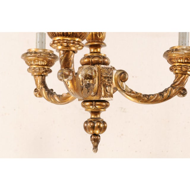 Mid 20th Century Mid 20th Century French Gilt & Carved Column Chandelier For Sale - Image 5 of 9