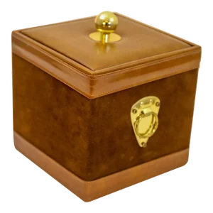 Georges Briard Ice Bucket Brown Suede Square With Brass Vintage 1950s