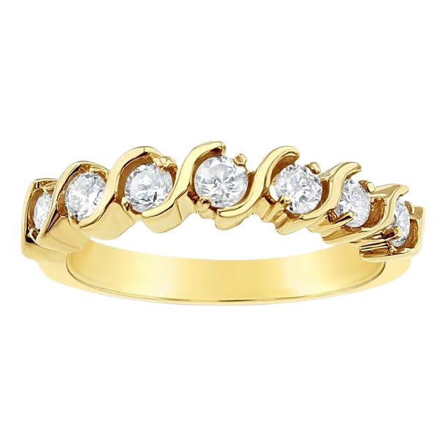 S Style Diamond Wedding Band .60cttw 14k Yellow Gold, Size 7 For Sale