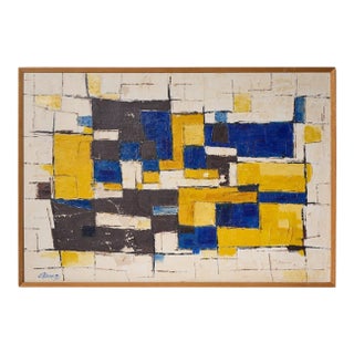 Alf Kahn Mid Century Signed 1970 Swedish Oil on Canvas Painting For Sale