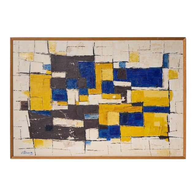 Alf Kahn Mid Century Signed 1970 Swedish Oil on Canvas Painting For Sale