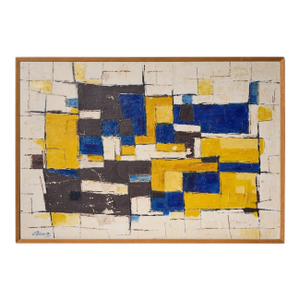 Alf Kahn Mid Century Signed 1970 Swedish Oil on Canvas Painting