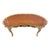 1940s French Provincial Style Kidney-Shaped 5 Leg Coffee Table With Inlaid Marquetry Top and Glass Overlay For Sale