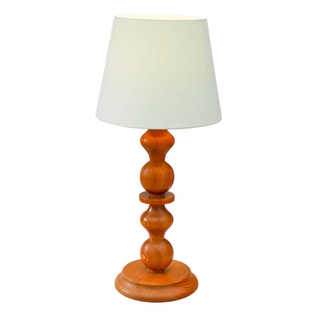Large Vintage Pine Table Lamp from Markslöjd, 1970s For Sale