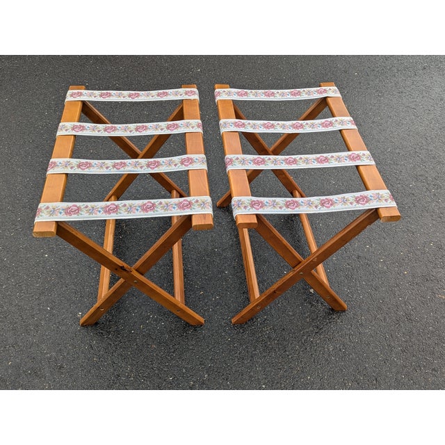 1960s Vintage Scheibe Style Folding Wooden Luggage Rack Set of 2 For Sale - Image 9 of 9