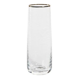 Negroni Hammered Stemless Flute W/ Gold Rim - Set of 4 For Sale