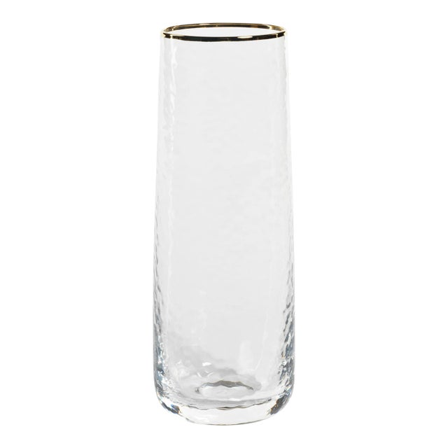 Negroni Hammered Stemless Flute W/ Gold Rim - Set of 4 For Sale