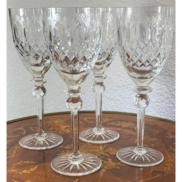 Rogaska Queen Crystal Water Goblets Set of 4 Cut Floral 9.25" Slovenia For Sale - Image 11 of 11