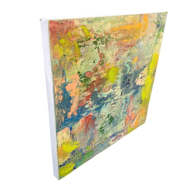 This painting is a mixed media work creating through applying pigment, letting it cure and removing layers of color over a...