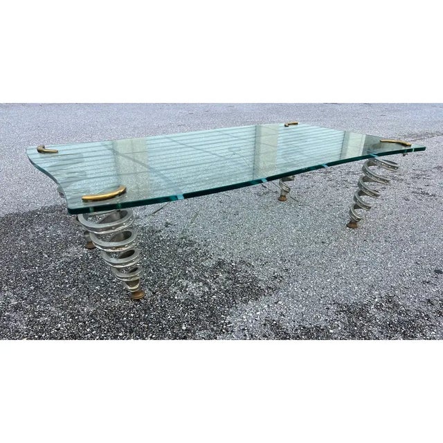 Contemporary Stylish Spiral Metal Legs Coffee Table For Sale - Image 3 of 12