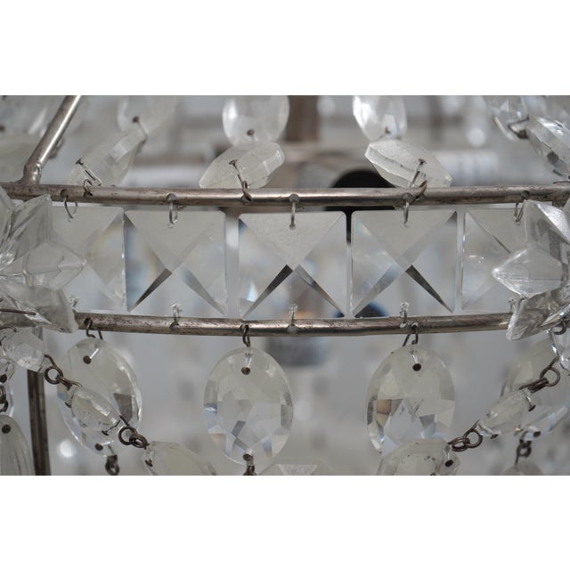 Hollywood Regency Silver Frame Crystal Chandelier For Sale In Philadelphia - Image 6 of 10