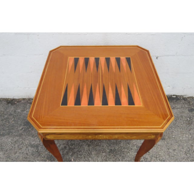 Italian Inlay Multi Games Table Changeable Tops Chess Backgammon Roulette 6036 For Sale - Image 9 of 18
