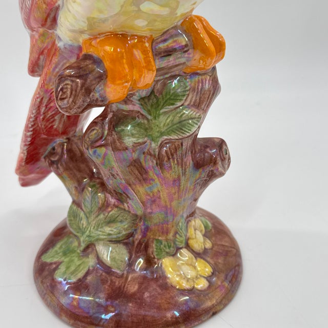 Ceramic Hand-Painted Ceramic Parrot Sculpture With Iridescent Glaze For Sale - Image 7 of 10