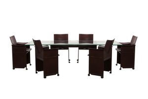 Leather Dining Table and Chairs by Tito Agnoli for Matteo Grassi, 1970s, Set of 6
