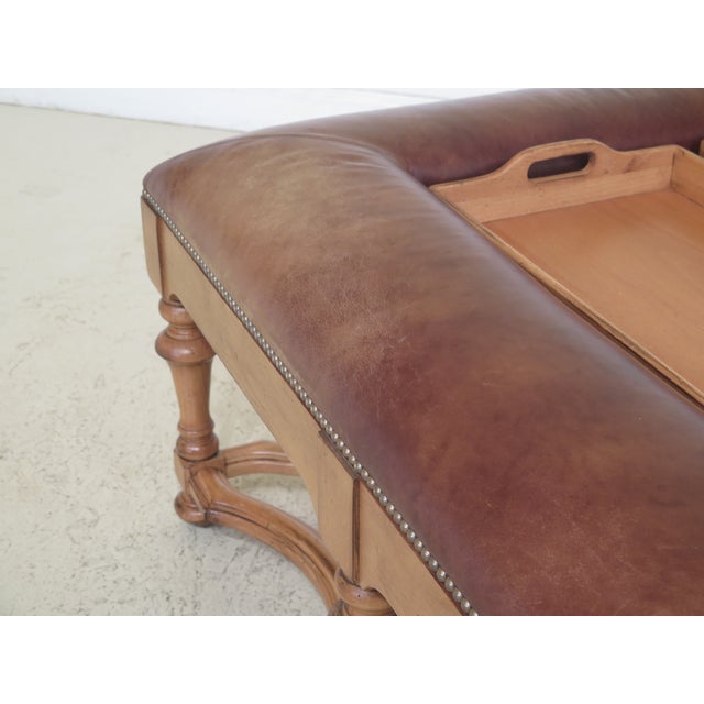 Traditional Square Leather Top Coffee Cocktail Table With Trays Chairish