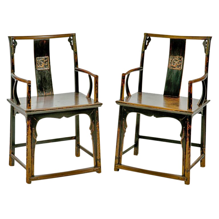Mid 19th Century Hardwood Qing Dynasty Chinese Chairs a Pair Chairish