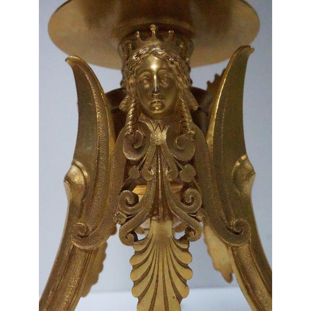 Metal French Empire Neoclassical 7-Light Candelabra in Gilt Bronze and Crystal For Sale - Image 7 of 18