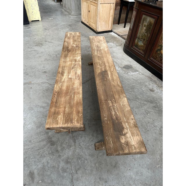 Oak Benches, Set of 2 For Sale - Image 8 of 9