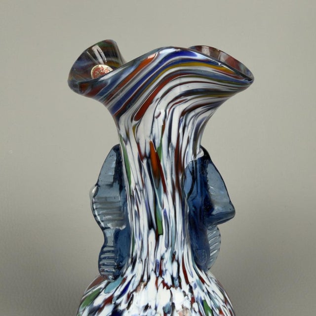 Blue Murano Glass Vase from Fratelli Toso, 1970s For Sale - Image 8 of 11