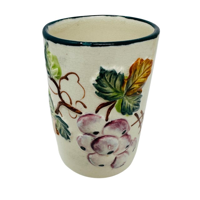 Mid-Century Japanese Hand-Painted Fruit Relief Pitcher & Tumbler Set - 6 Pieces For Sale - Image 11 of 14